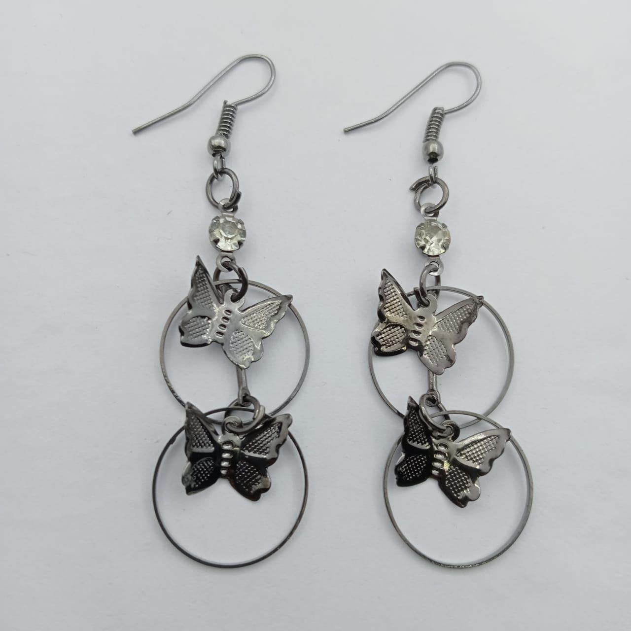 Women's 2 Layers Butterflies In Ring Earrings (Black)